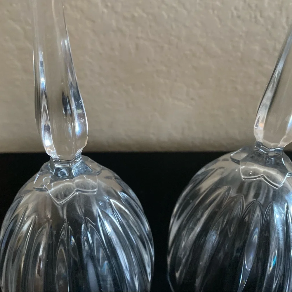 3 Cristal D'Arques-Durand Classic Crystal France Faceted Stem 8.5” Wine Goblets